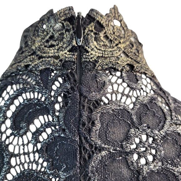 Rachel Zoe Size 6 RTR Designer Black Lace Dress Long Sleeve High Neck Hidden Zip - Picture 11 of 16